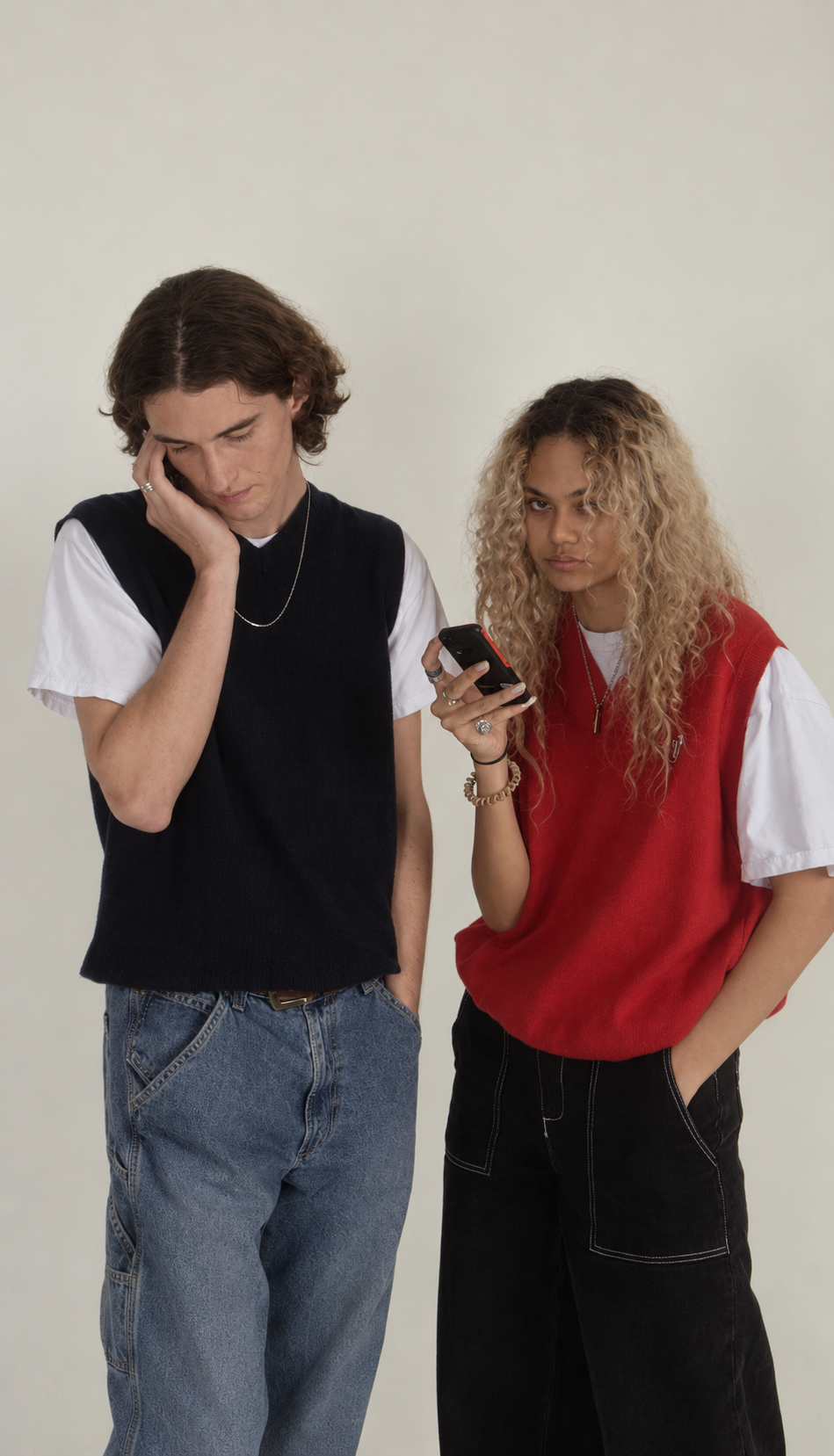 808 — knitted vests, studio pair