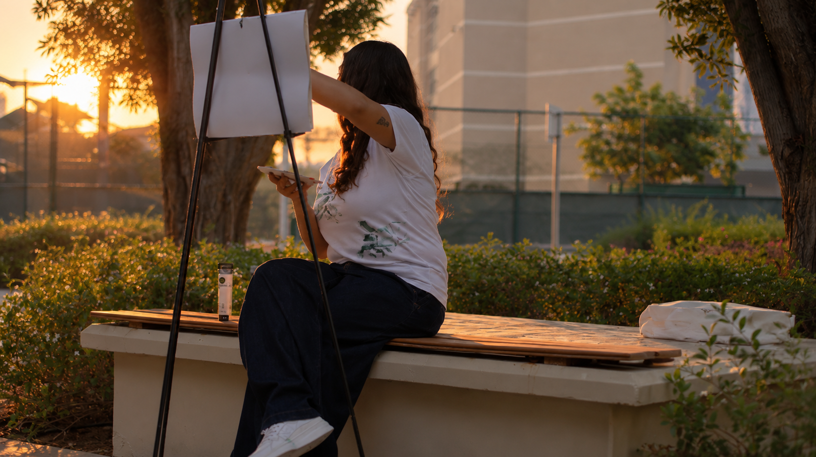The Stain Theory — painting outdoors at sunset
