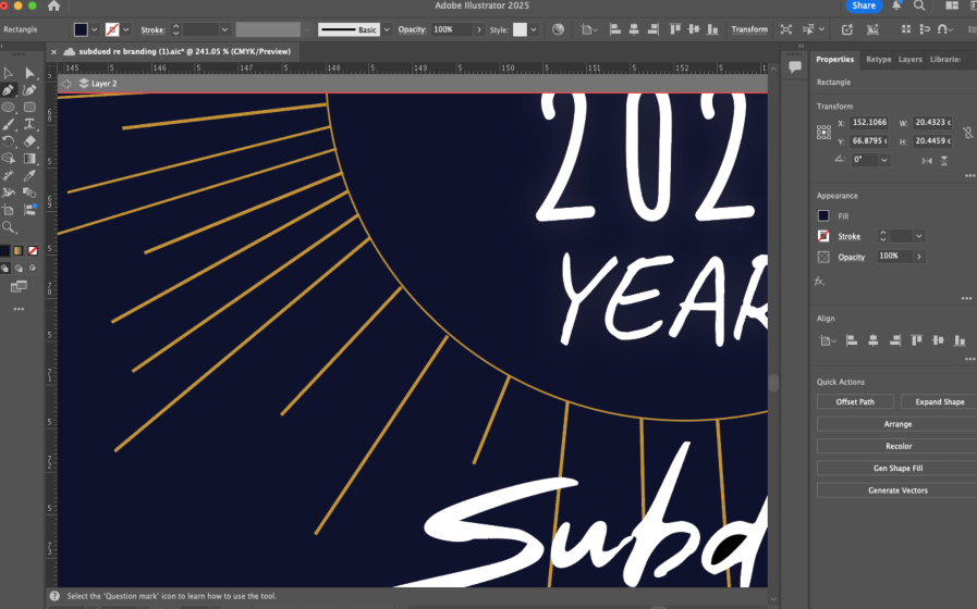 Subdued process — sunburst and lettering artwork in Illustrator