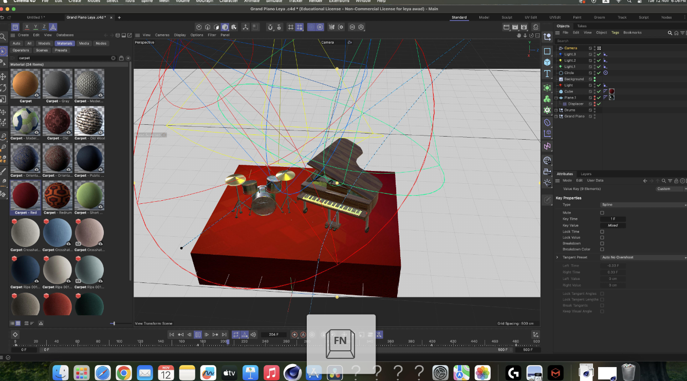 Musical Instrument process — camera and animation splines