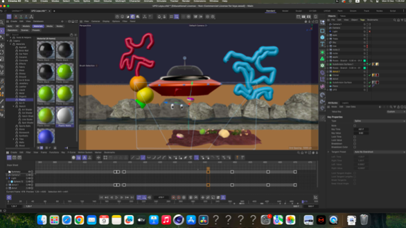 UFO process — lighting and keyframe timeline
