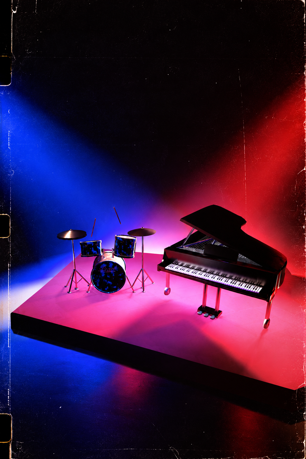 Musical Instrument — 3D piano and drum kit scene