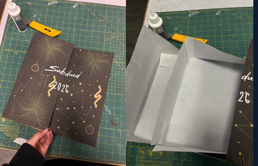 Subdued process — cutting and folding the printed box by hand