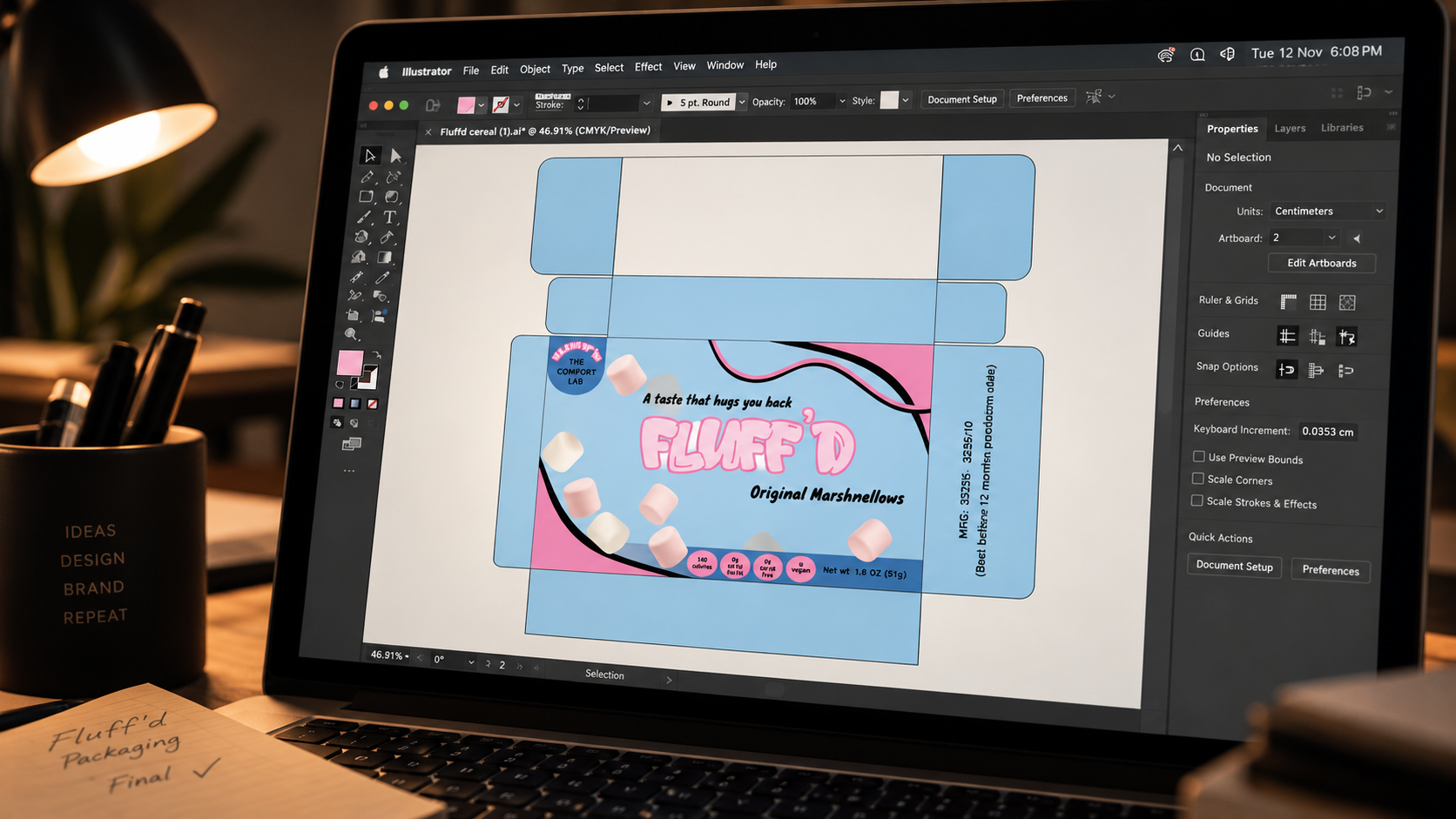 FLUFF'D packaging design in Adobe Illustrator