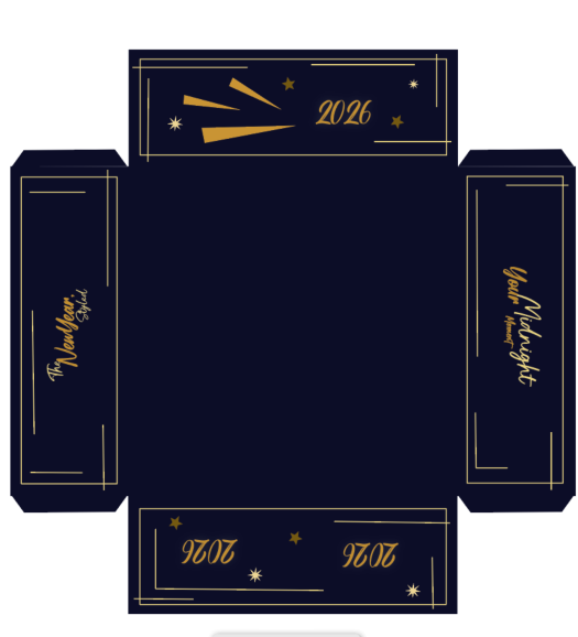 Subdued process — inner tray dieline with gold detailing